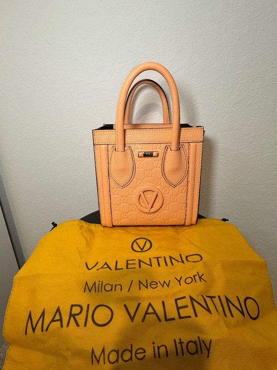 Valentino Handbags - Valentino Mini Peach Embossed Leather Handbag